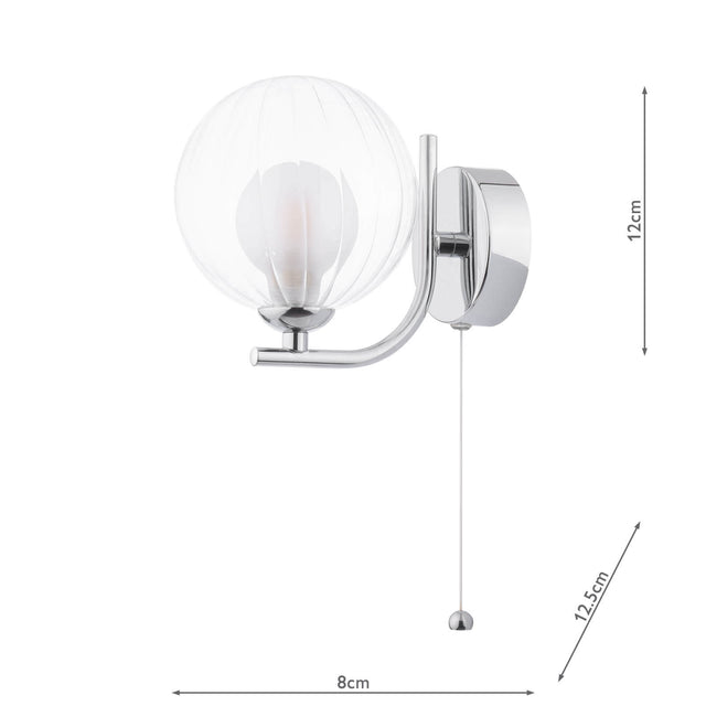 Cradle Wall Light Polished Chrome & Clear/Opal Glass