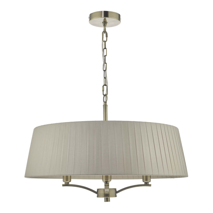 Cristin 4 Light Pendant Antique Brass With Taupe Shade