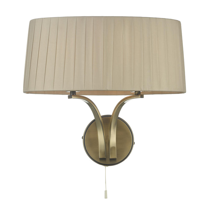 Cristin 2 Light Wall Light Antique Brass With Taupe Shade