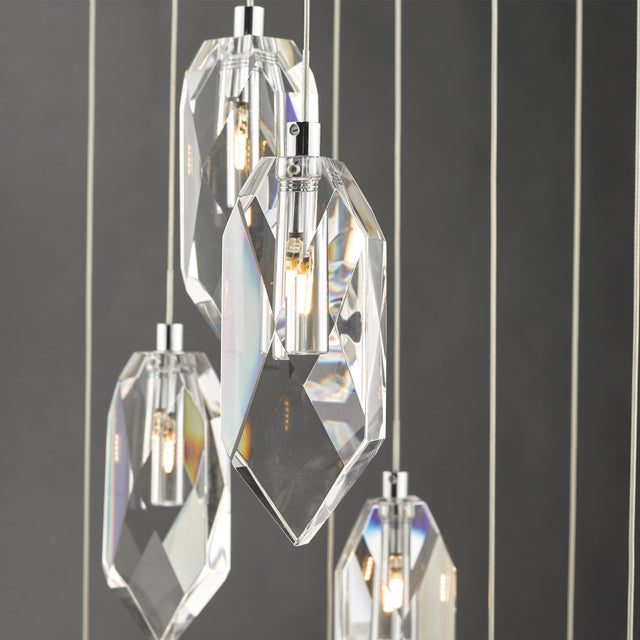 Crystal 12 Light Cluster Pendant Polished Chrome & Crystal