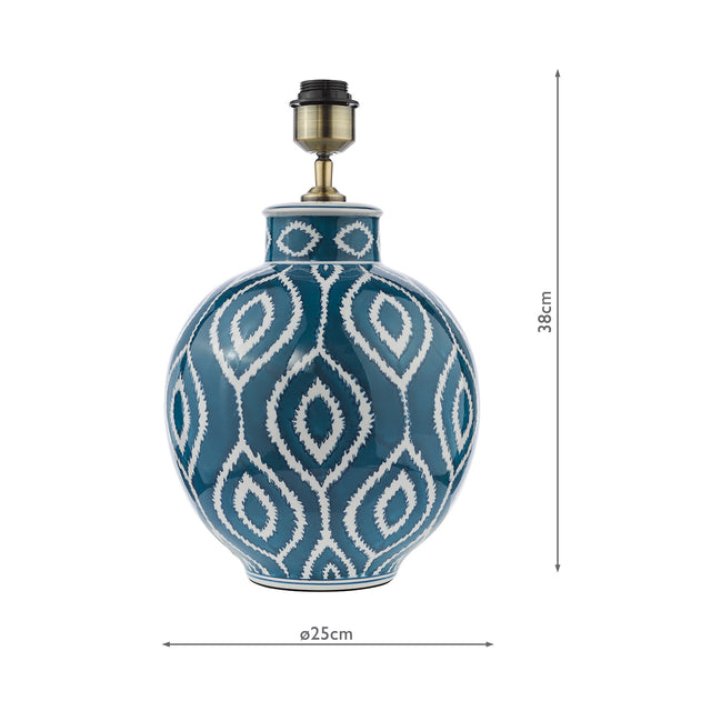 Dakari Table Lamp Blue and Antique Brass Base Only