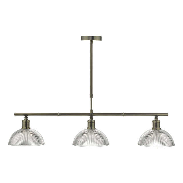 Dara 3 Light Bar Pendant Antique Brass & Glass