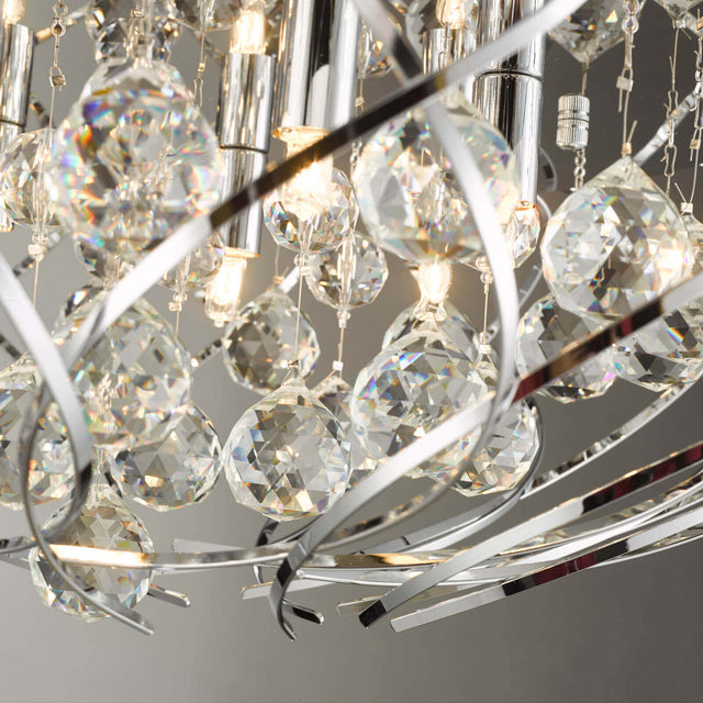 Davian 8 Light Flush Polished Chrome Crystal