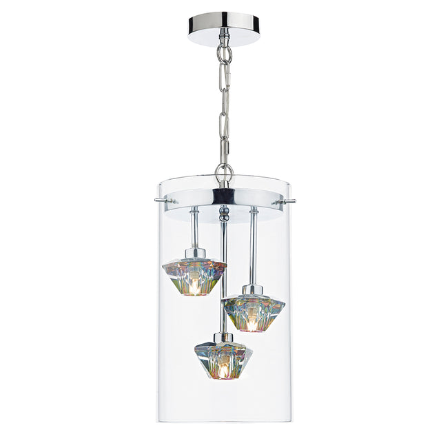 Decade 3 Light Pendant Polished Chrome Glass