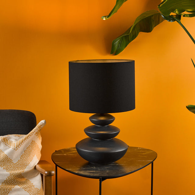 Discus Ceramic Table Lamp Black With Shade
