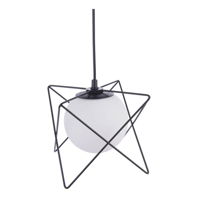 Dreyson Pendant Matt Black and Opal Glass