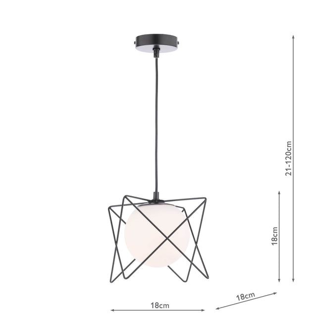 Dreyson Pendant Matt Black and Opal Glass