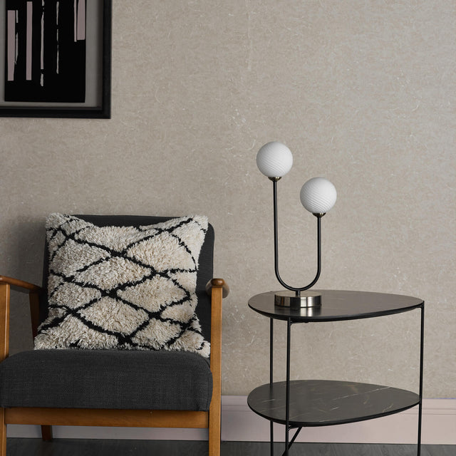 Duo 2 Light Table Lamp Antique Brass and Opal Glass