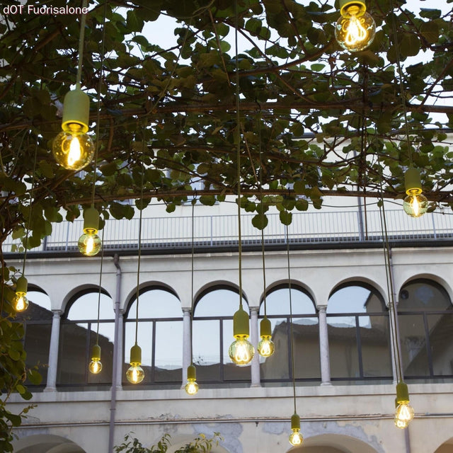Outdoor pendant lamp with 5m textile cable with IP65 lampholder - Green (H723G)