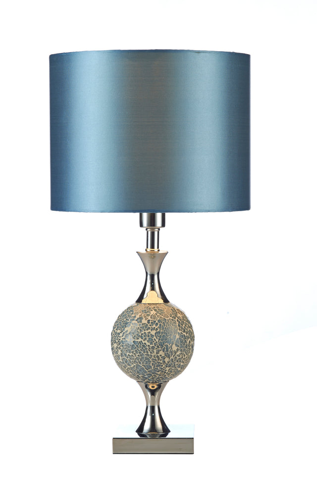 Elsa Table Lamp Polished Chrome Blue Mosaic With Shade