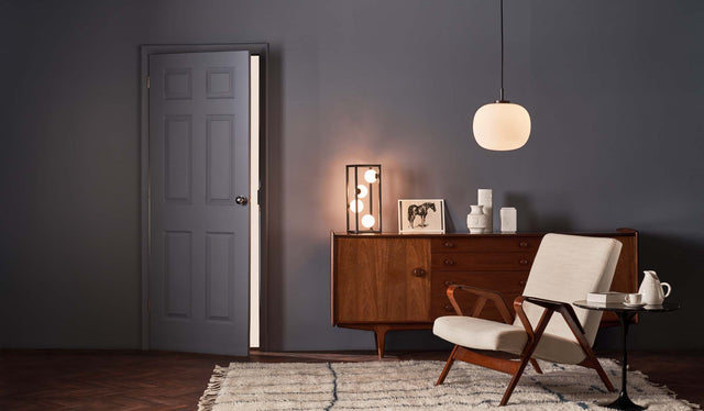 Ensio 4 Light Table Lamp Matt Black & Opal Glass