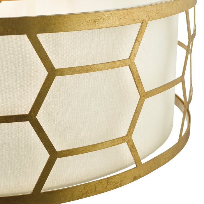 Epstein 4 Light Pendant Gold With Ivory Shade & Glass Diffuser