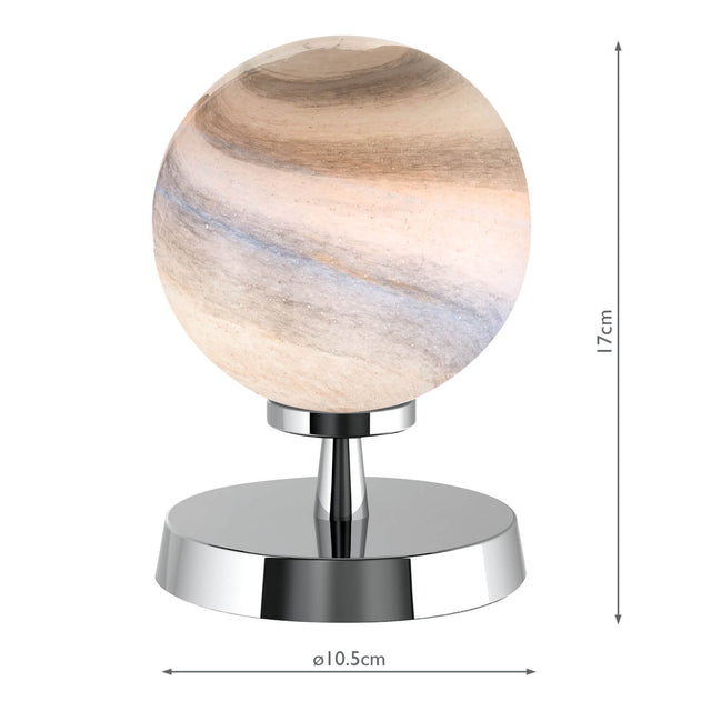 Esben Touch Table Lamp Polished Chrome With Planet Glass