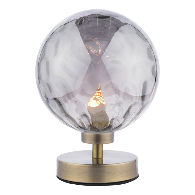 Esben Table Lamp Antique Brass Smoked Dimpled Glass