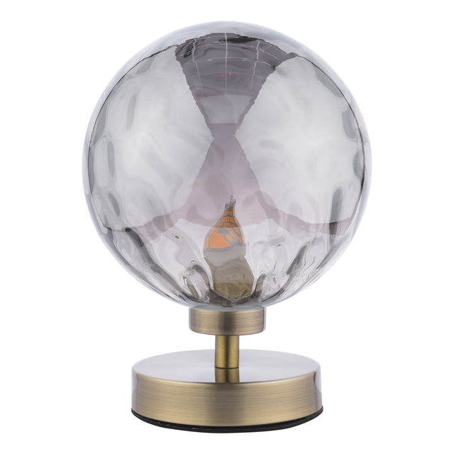 Esben Table Lamp Antique Brass Smoked Dimpled Glass