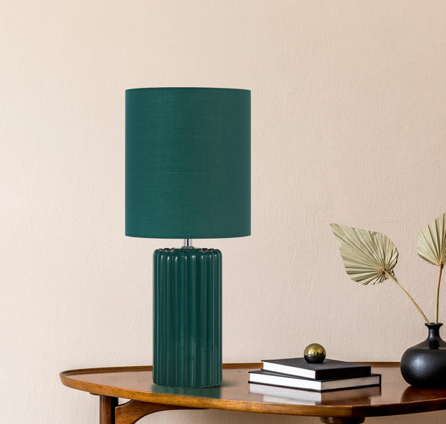 Groove 1Lt Table Lamp, Olive Green with matching Shade