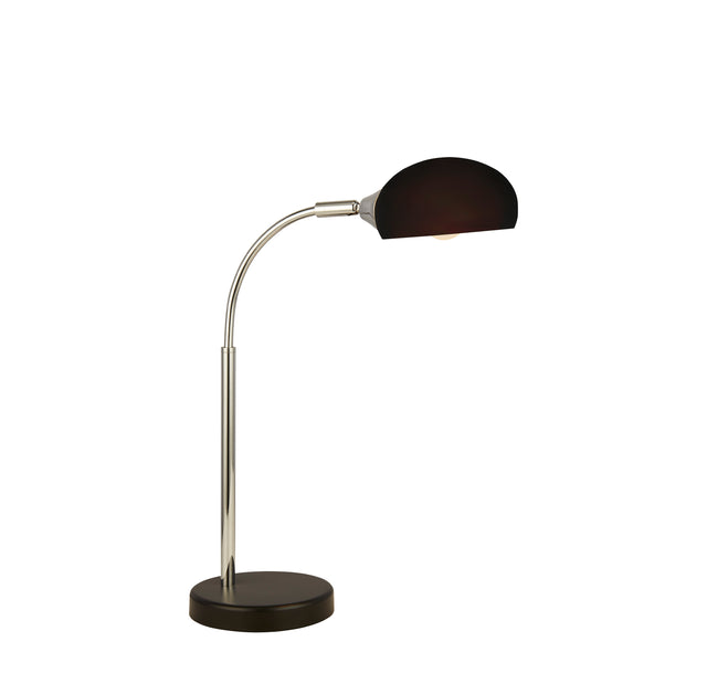 Astro Table Lamp - Black & Chrome Metal & White Glass Shade