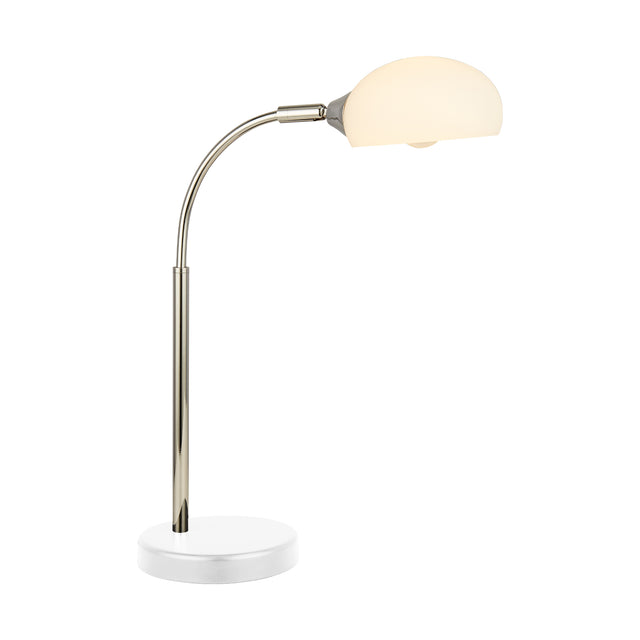Astro Table Lamp - Black & Chrome Metal & Opal Glass Shade