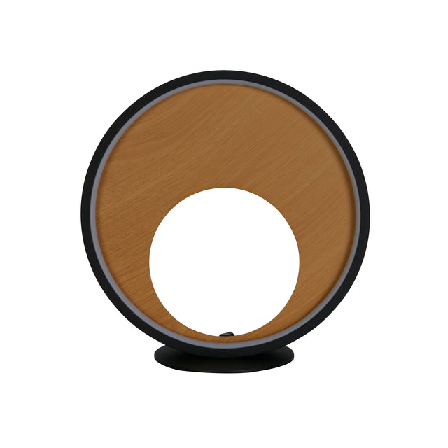 Curio Table Lamp - Black Metal & Wood