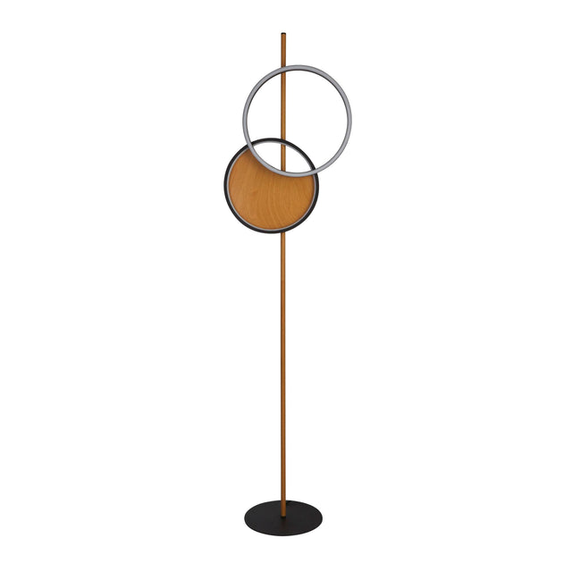 Curio Floor Lamp - Black Metal & Wood