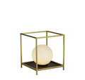 Block Table Lamp - Gold Metal & Opal Glass