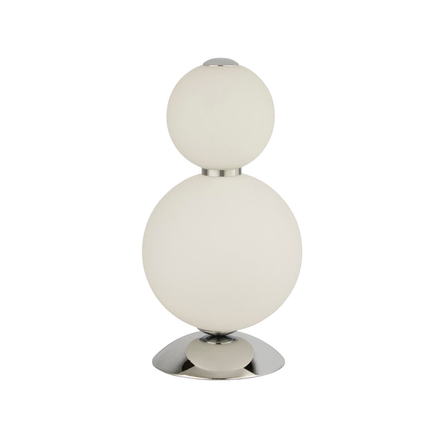 Snowball  Table Lamp  - Chrome Metal & Opal Glass