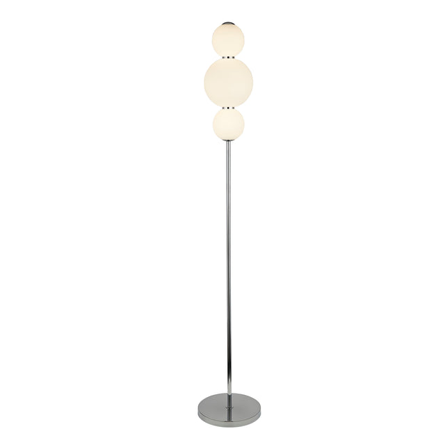 Snowball  3Lt Floor Lamp  - Chrome Metal & Opal Glass
