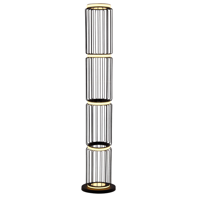 Circolo Cage Floor Lamp - Black Metal & White Silicon