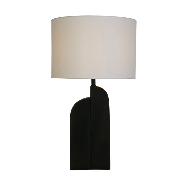 Perth 1Lt Table Lamp, Matt Black Resin & White Linen Shade