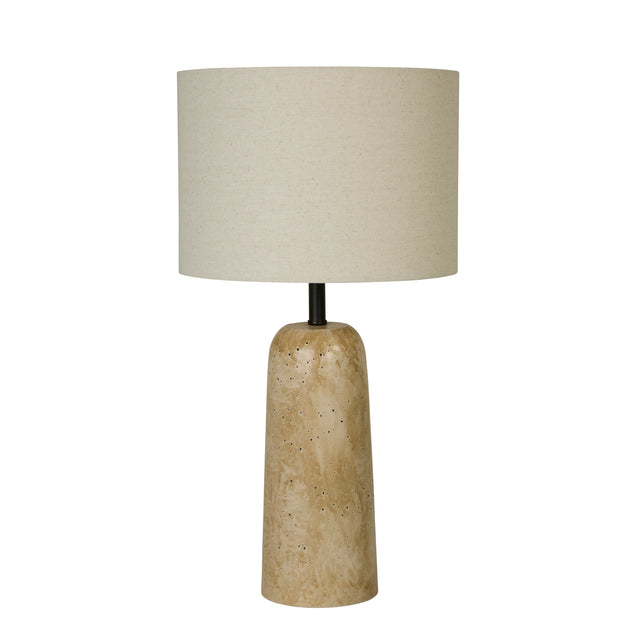Agra Table Lamp - Travertine effect & Fabric Shade