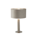 London Table Lamp- Knurled Satin Silver & Taupe Velvet Shade