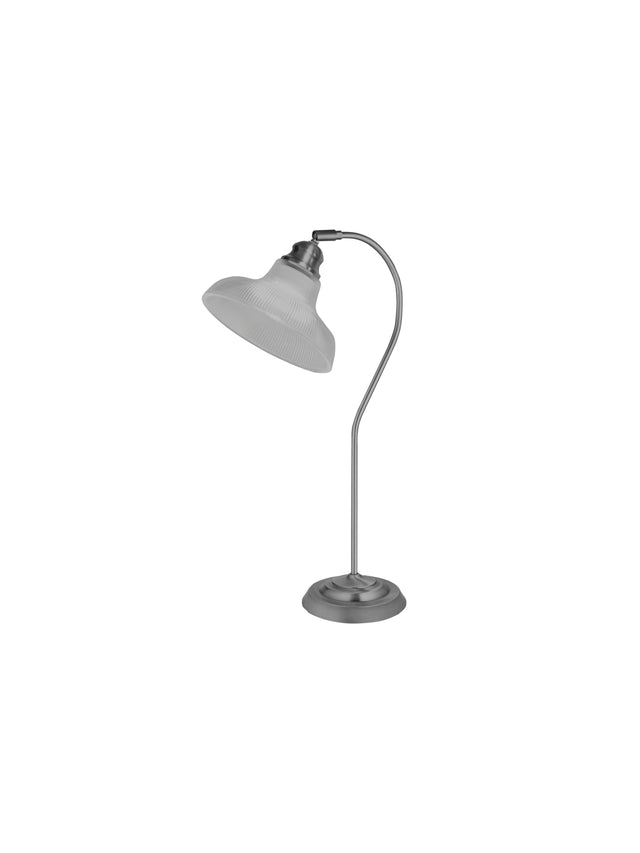 Bistro III Table Lamp -Satin Silver & Holphane Style Glass