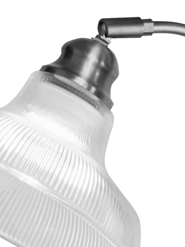 Bistro III Table Lamp -Satin Silver & Holphane Style Glass