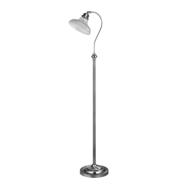 Bistro III Floor Lamp - Satin Silver & Holphane Style Glass