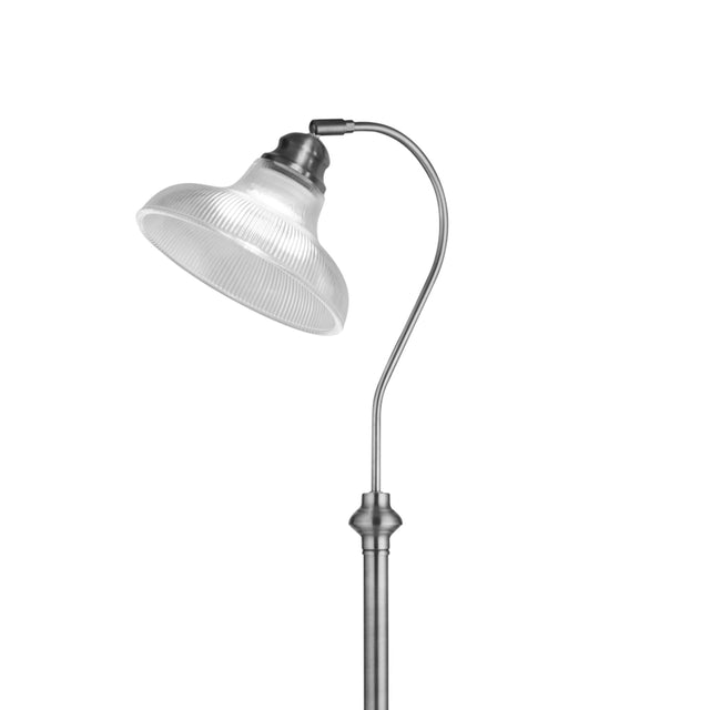 Bistro III Floor Lamp - Satin Silver & Holphane Style Glass