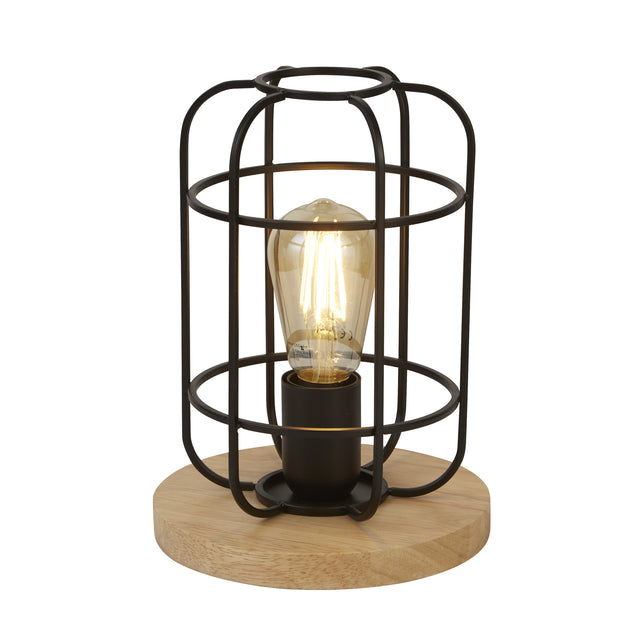Vision Table Lamp - Matt Black Metal & Wood