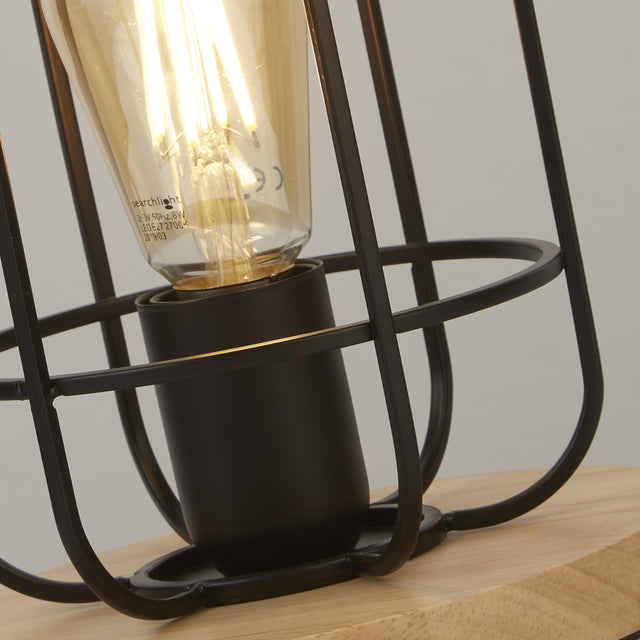 Vision Table Lamp - Matt Black Metal & Wood