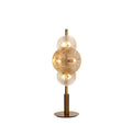 Wagon Wheel 6Lt Table Lamp- Bronze Metal, Clear, Amber Glass