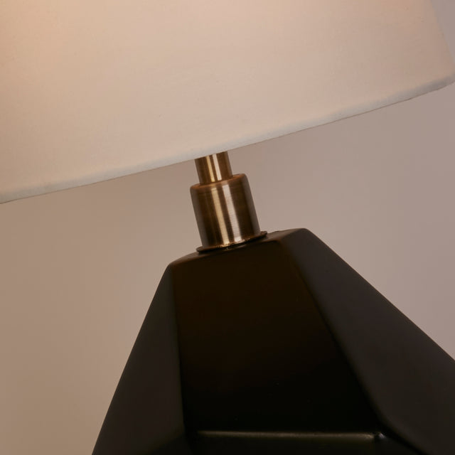 Apex 1Lt Table Lamp, Antique Brass Metal Black Resin, White