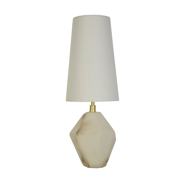 Apex 1Lt Table Lamp, Satin Brass Metal White Resin, White Sh