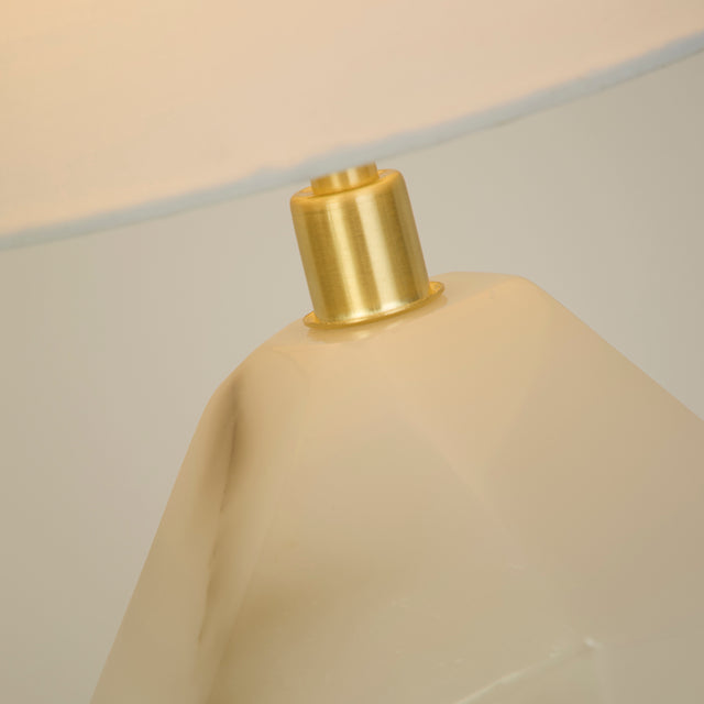 Apex 1Lt Table Lamp, Satin Brass Metal White Resin, White Sh