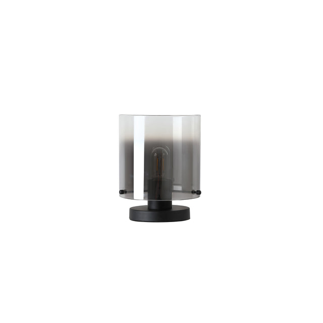 Sweden 1Lt Table Lamp, Matt Black Metal with Smoked Ombre Gl