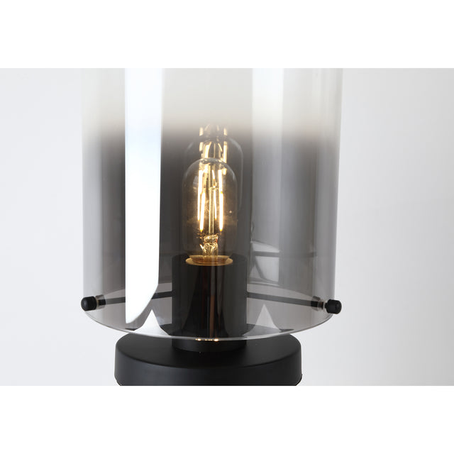 Sweden 1Lt Table Lamp, Matt Black Metal with Smoked Ombre Gl