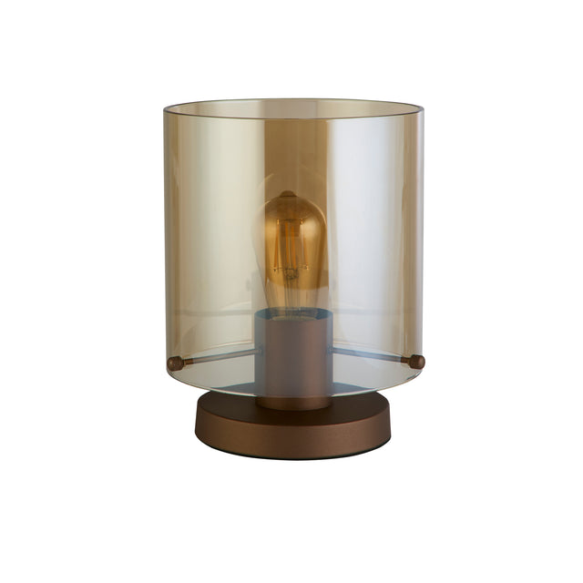 Sweden 1Lt Table Lamp, Mocha Metal with Amber Glass