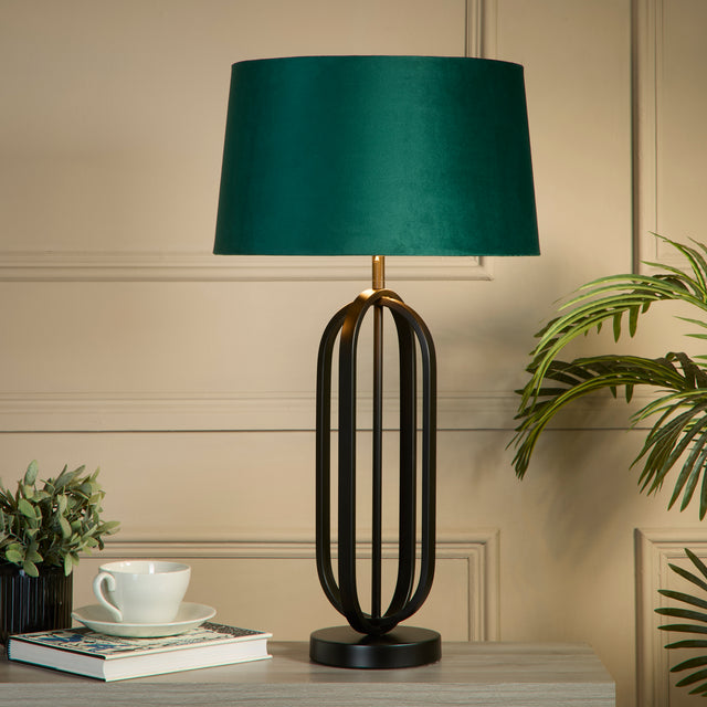 Chic Table Lamp - Black Metal with Emerald Shade