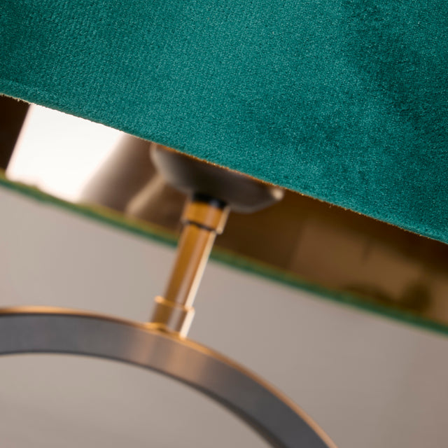 Elegant Table Lamp - Matt Black Metal With Emerald Shade
