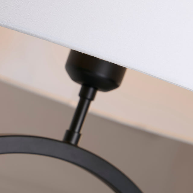 Elegant Table Lamp - Matt Black Metal With White Shade