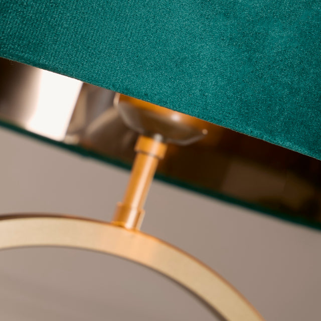 Elegant Table Lamp - Bronze Metal With Emerald Shade