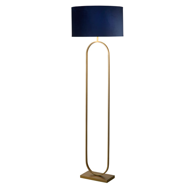 Modish Floor Lamp Bronze Metal with Navy Shade