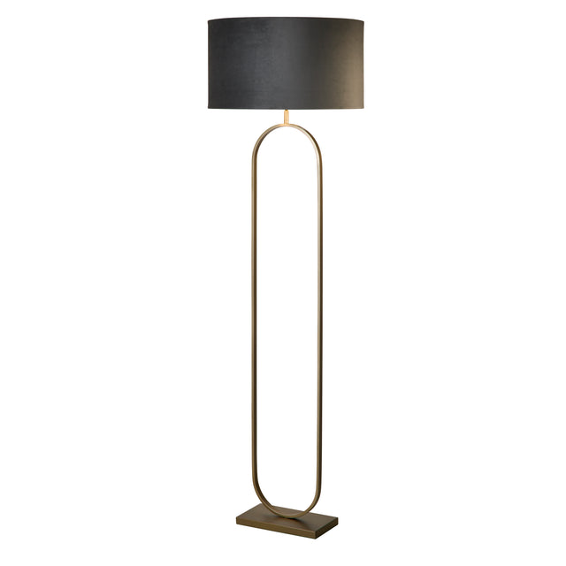 Modish Floor Lamp Bronze Metal with Dark Grey Shade
